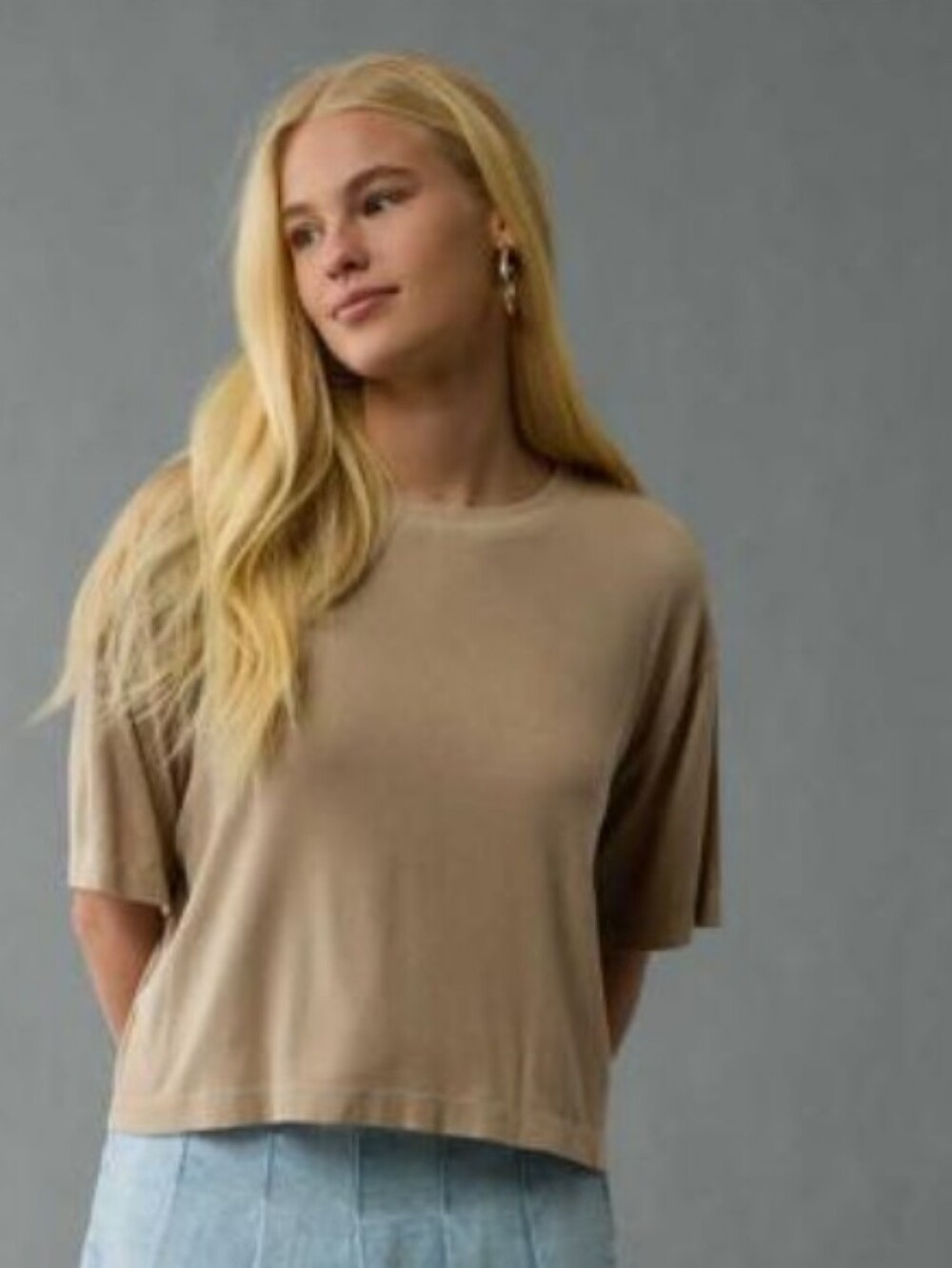 AE Soft & Sexy Boxy Ribbed Tee Large NWT - Picture 6 of 7